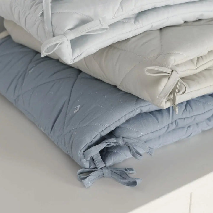 Cot Bumper Diamond Quilt -Denim Blue - Cot Bumper