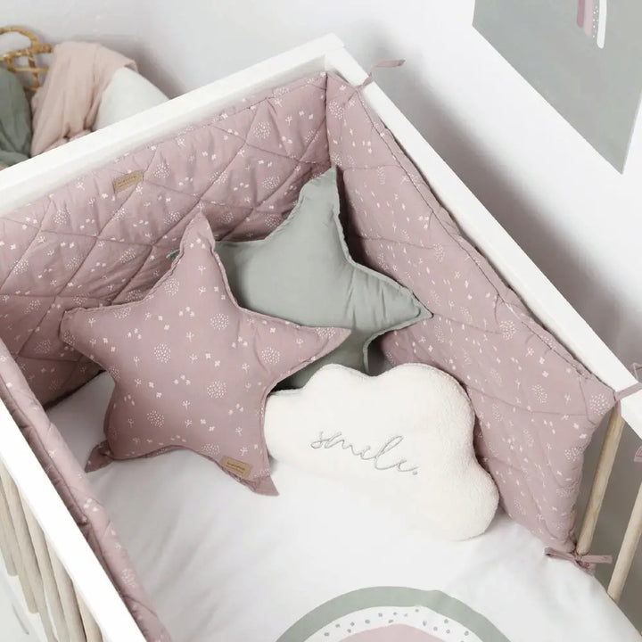 Cot Bumper Diamond Quilt - Old Rose - Cot Bumper