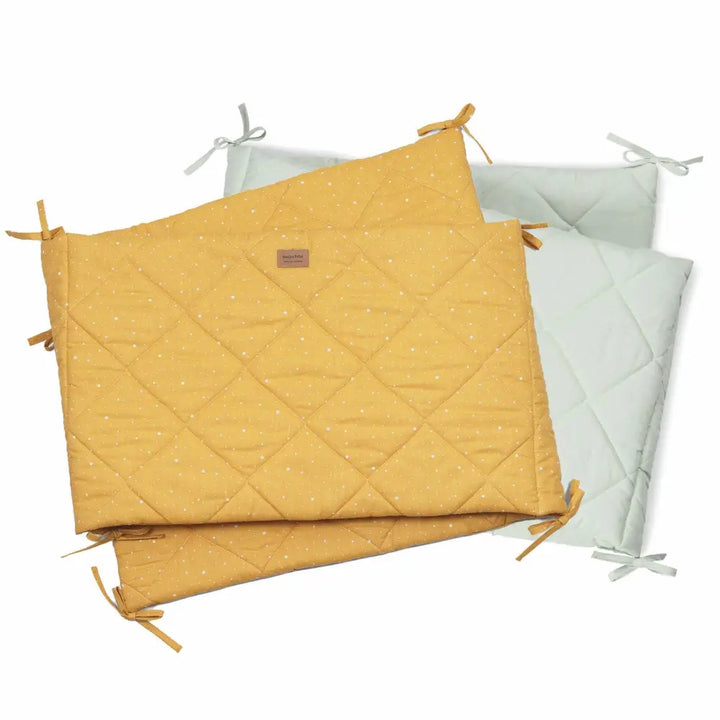 Cot Bumper Diamond Quilt -Yellow Mustard - Cot Bumper