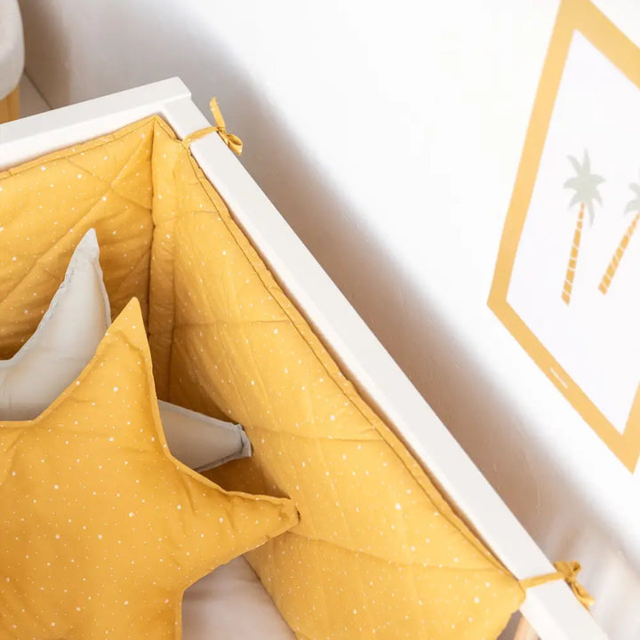 Cot Bumper Diamond Quilt -Yellow Mustard - Cot Bumper