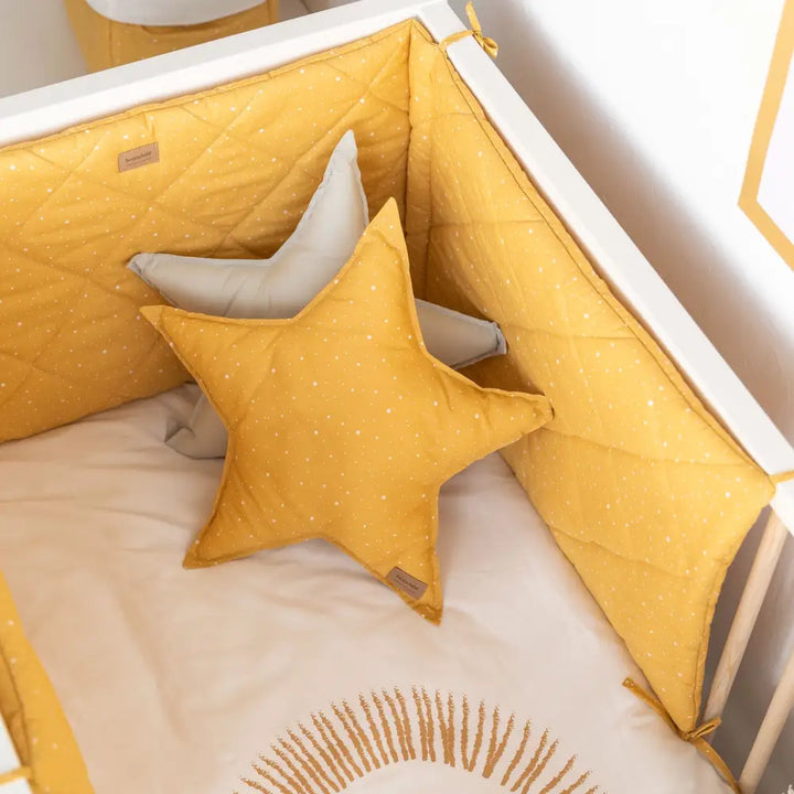 Cot Bumper Diamond Quilt -Yellow Mustard - Cot Bumper