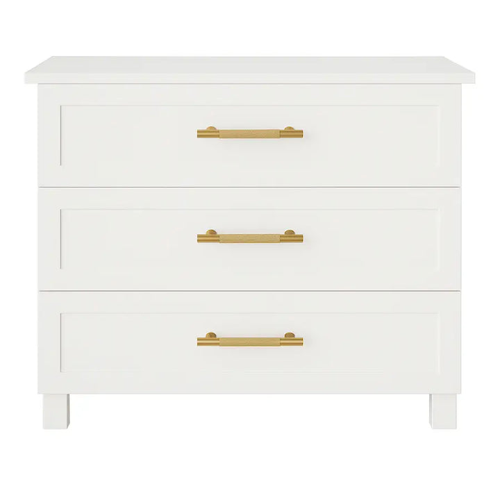 Front-facing view of 1m Alexander Compactum in off-white Drifting Snow finish with gold handles, luxury baby compactum South Africa

