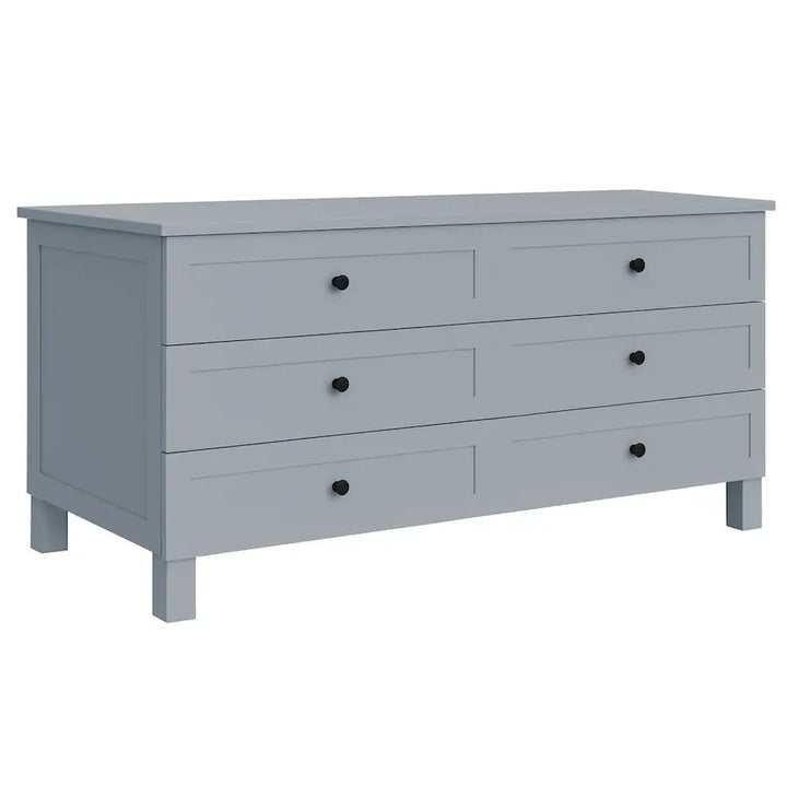 Side angle of handcrafted 1.5m Alexander Compactum in Moonshadow with black knobs, nursery compactum for South African homes