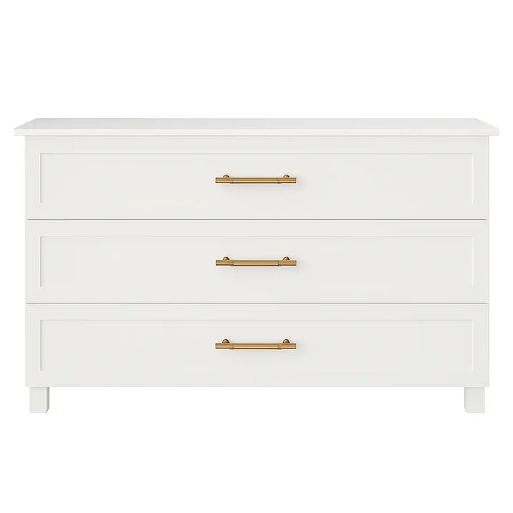 Front-facing view of 1.2m Alexander Compactum in off-white Drifting Snow finish with gold handles, luxury baby compactum South Africa