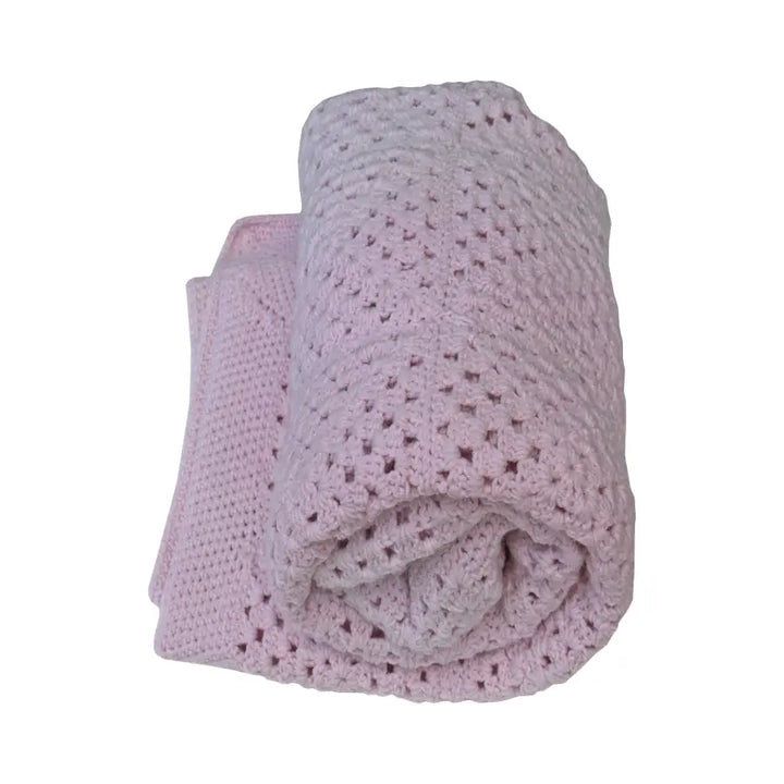 Hand-crocheted Cot Blanket - Traditional Blush - blanket