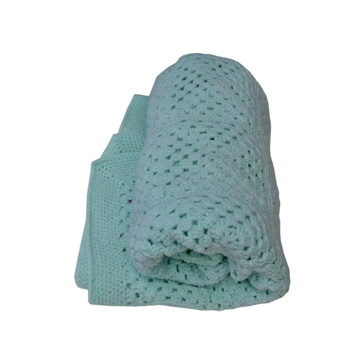 Hand-crocheted Cot Blanket - Traditional Mint - blanket