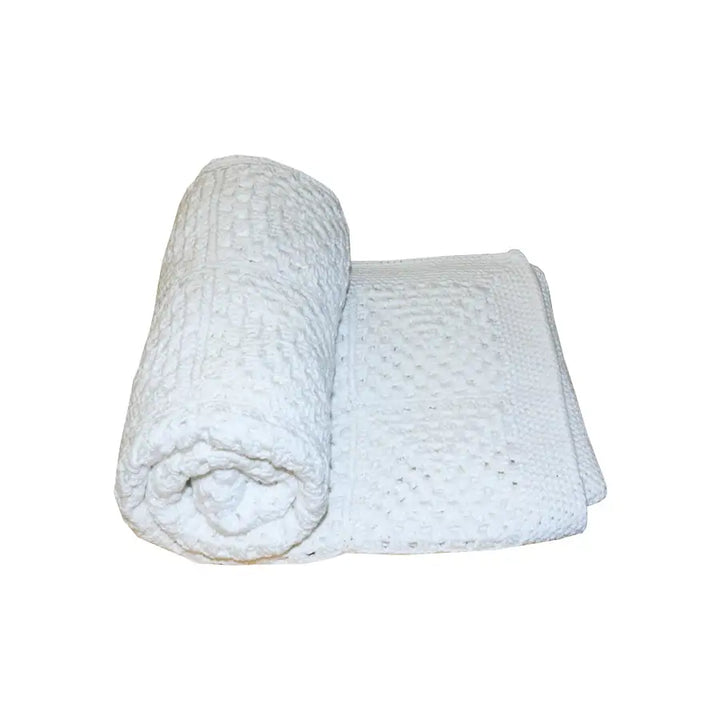 Hand-crocheted Cot Blanket - Traditional White - blanket
