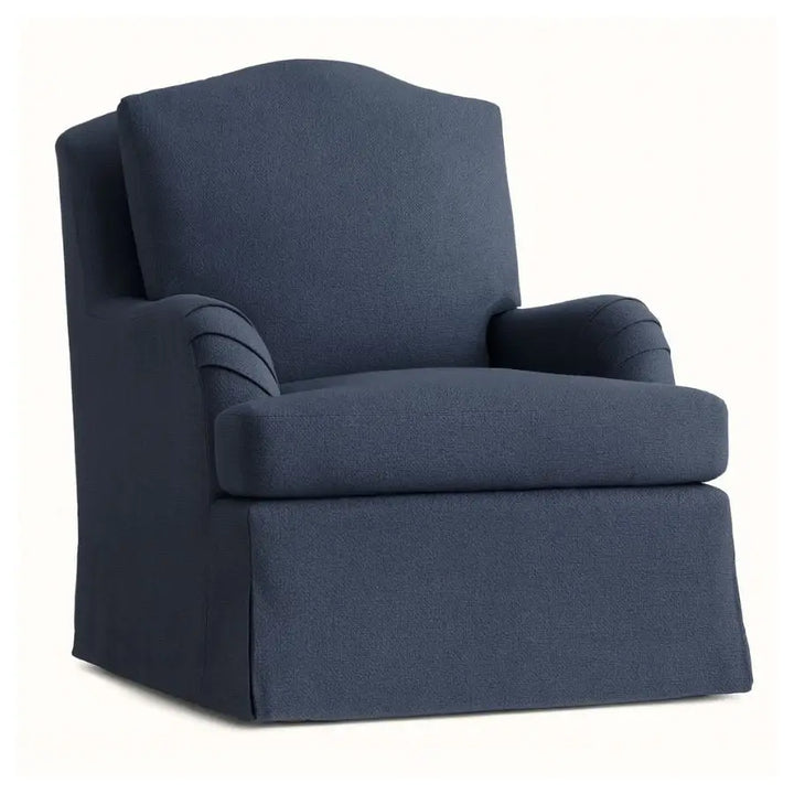Baby Belle Balmoral Chair in navy slipcover upholstery with optional glider or swivel base – luxury nursing and feeding chair South Africa